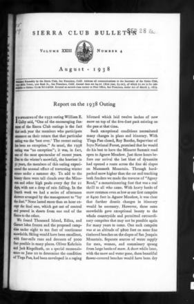Sierra Club Bulletin 1938 Vol 23 No 4 August cover